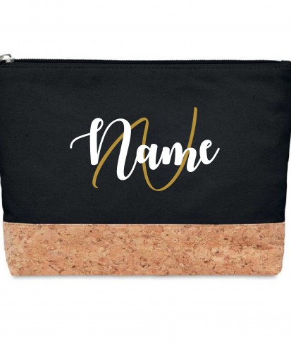 Personalised Black Pouch with Cork Base